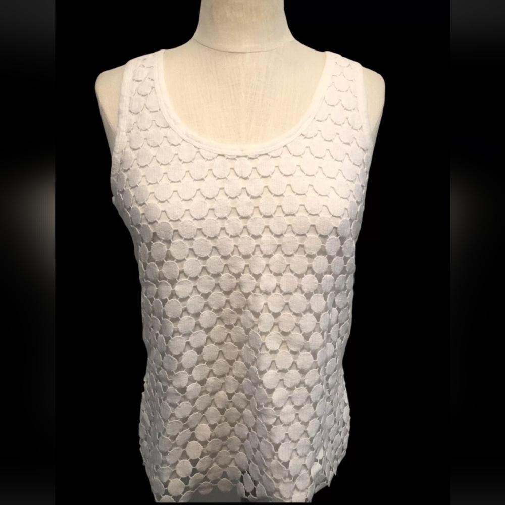 J Crew White Circle Eyelet Women's M Tank Top